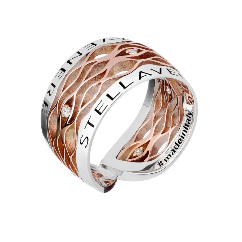 Stellavenere Fascia Oro Rosa Argento 10 Diamanti